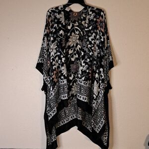 Time and Tru black multi cover up cardigan one size NWT